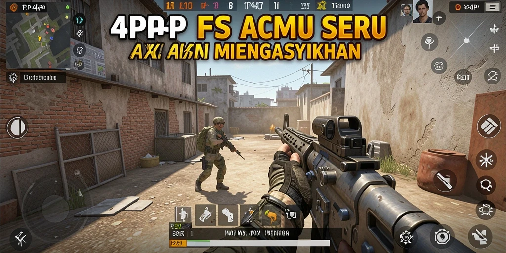 Screenshot menunjukkan aksi intens dalam game FPS 4P4P.