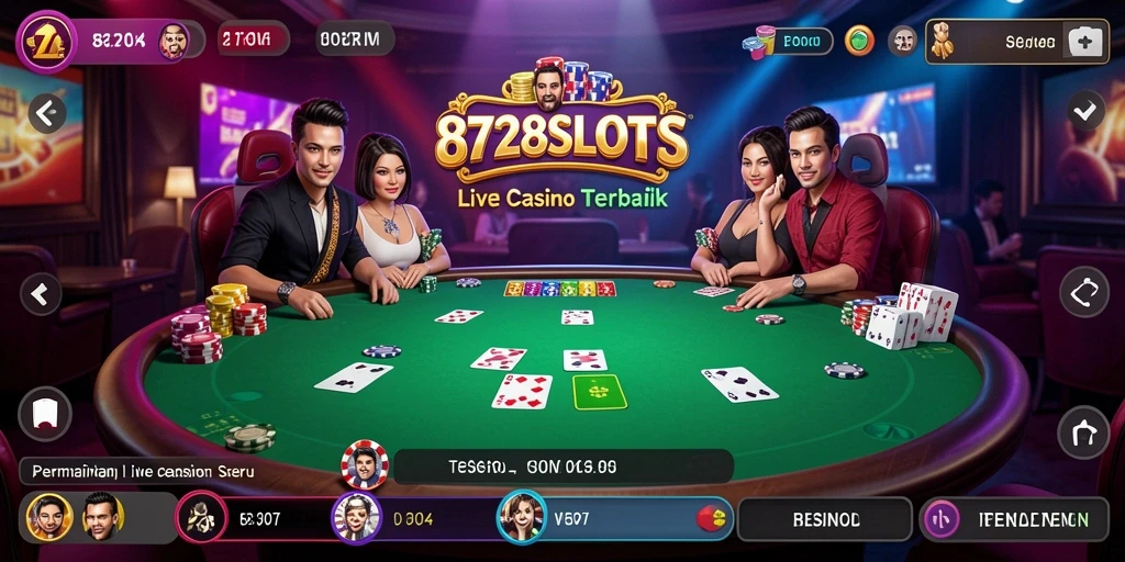 Tampilan gameplay Live Casino yang mendebarkan di 8728SLOTS.
