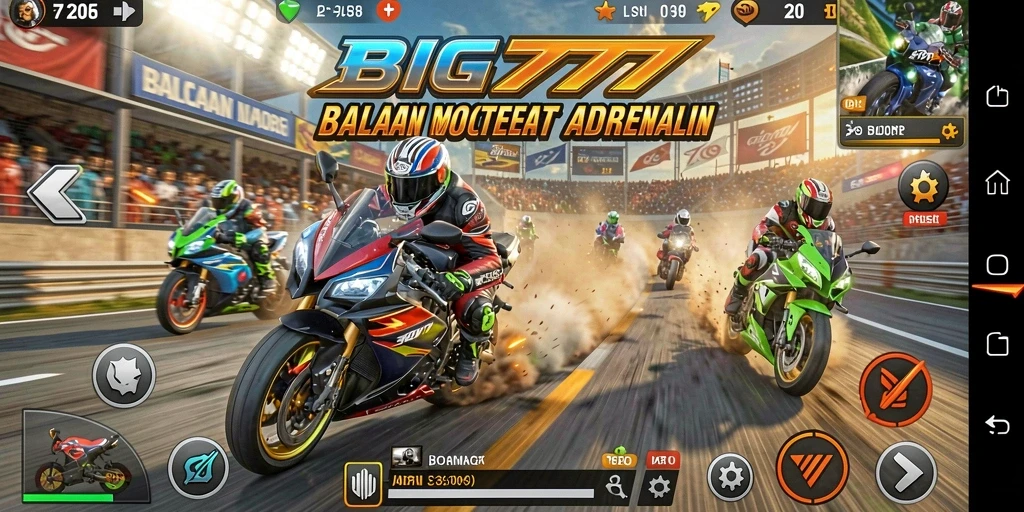 Tampilan intens gameplay balapan motor yang seru.