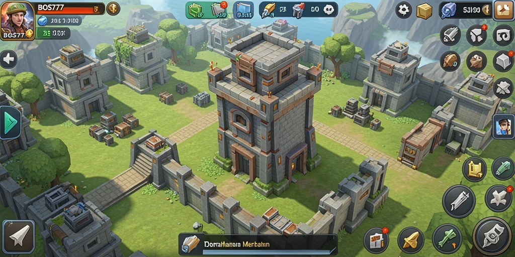 Tampilan seru gameplay Tower Defense BOS777 dengan strategi menara yang menarik.
