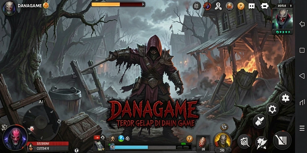 Tangkapan layar <strong>DANAGAME</strong> menampilkan suasana gelap dan mencekam dalam gameplay.