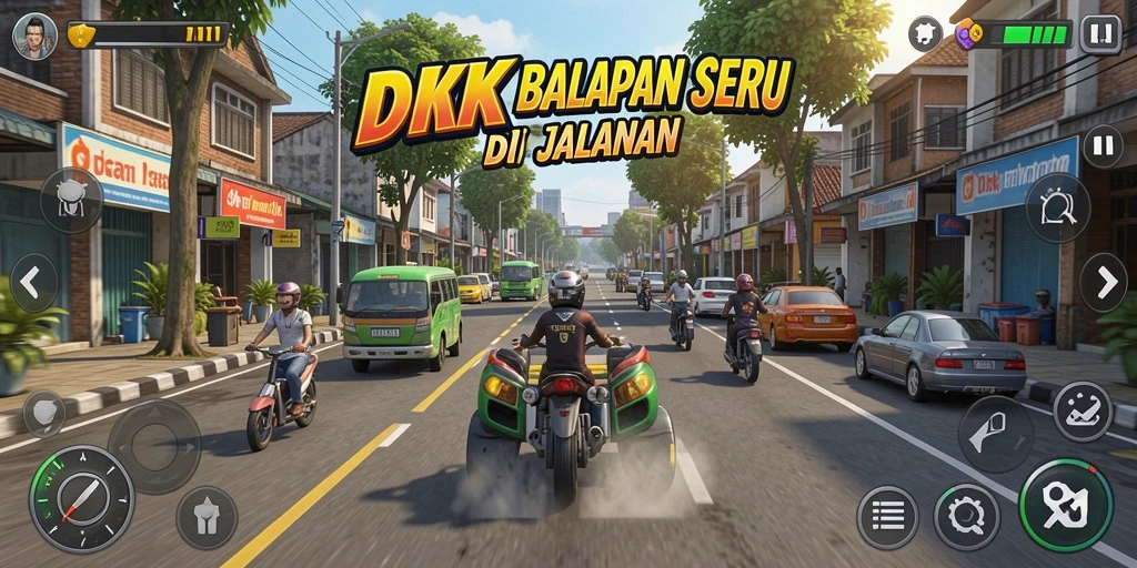 Gameplay balapan mendebarkan di DKK dengan grafis berkualitas tinggi.