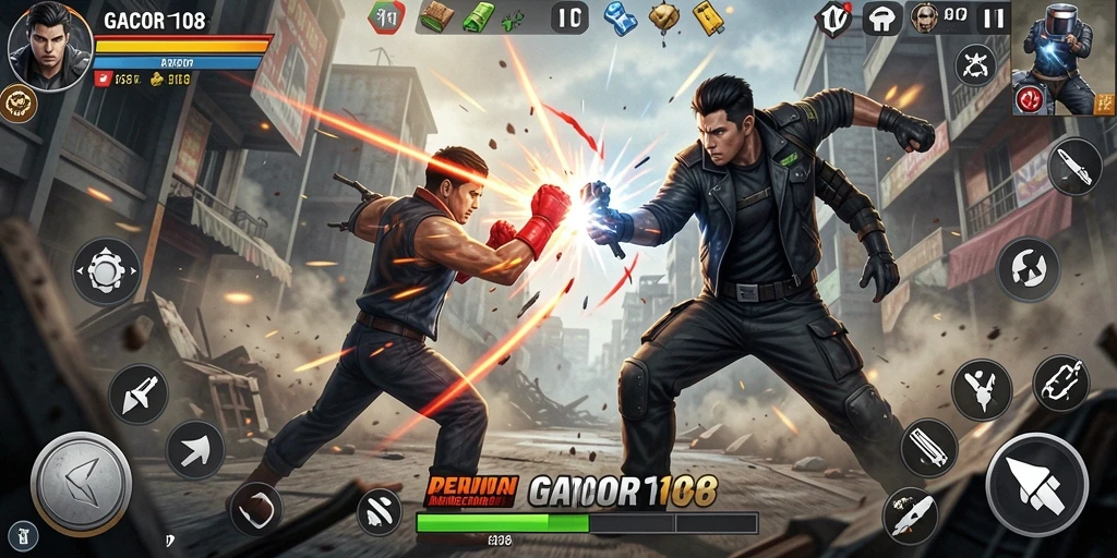 Screenshot gameplay GACOR108 dengan aksi mendebarkan.