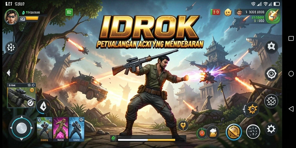 Tampilan aksi mendebarkan karakter dalam gameplay IDROK.
