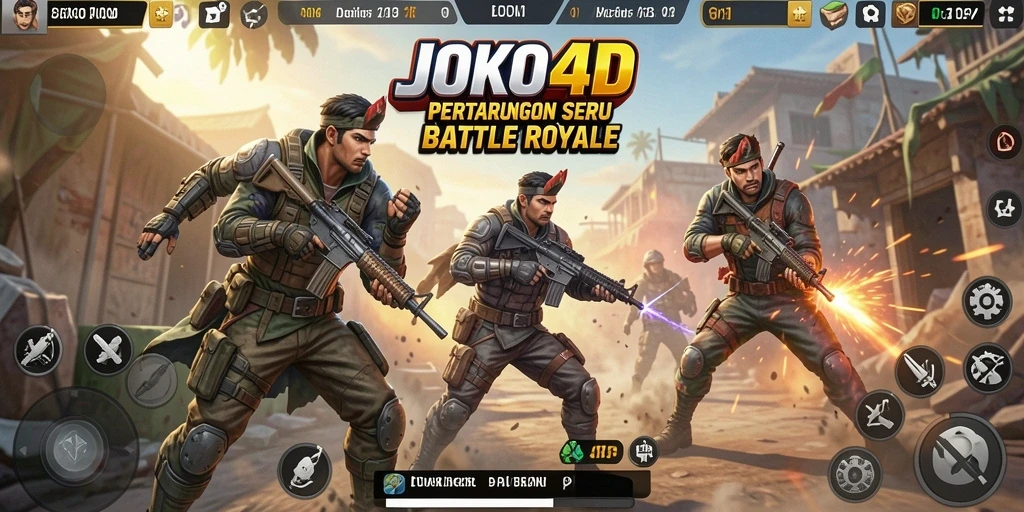Tangkapan layar JOKO4D menampilkan aksi seru dalam permainan Battle Royale.