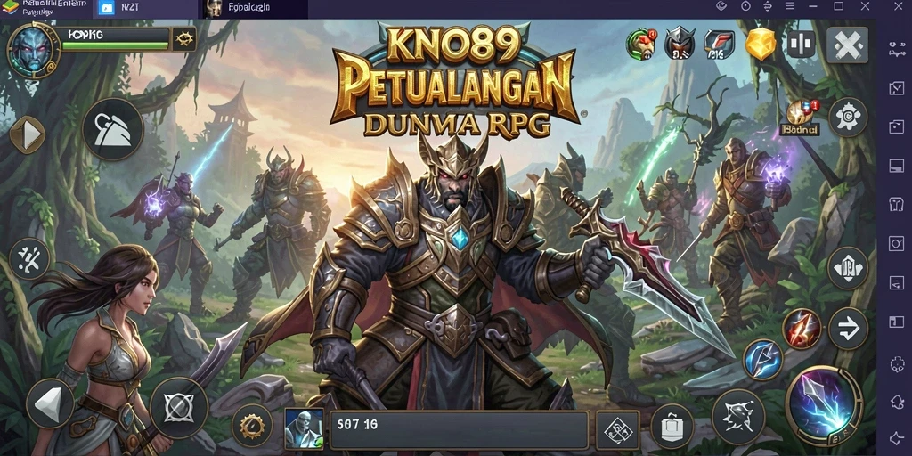 Tangkapan layar KNO89 menampilkan aksi gameplay RPG yang mendebarkan dengan karakter dan monster.