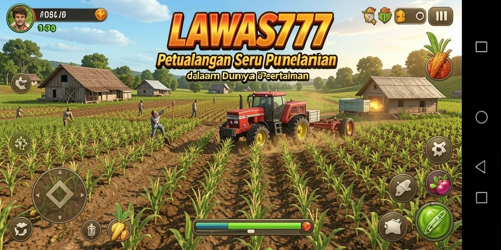 Screenshot utama LAWAS777 menunjukkan gameplay seru pertanian yang interaktif.