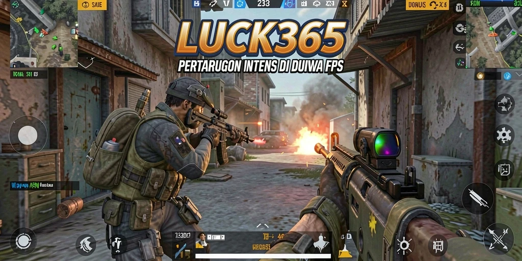 Tampilan gameplay mendebarkan dalam LUCK365 saat pertempuran FPS berlangsung.