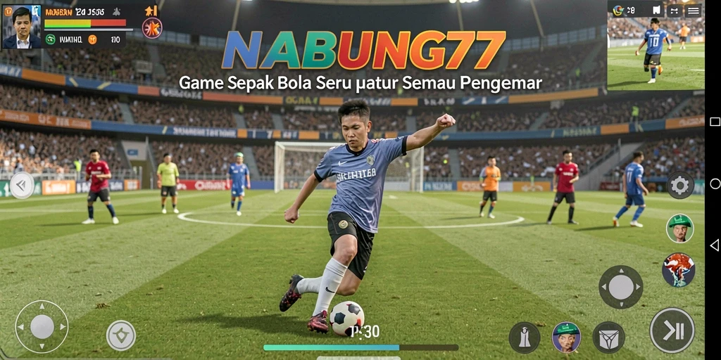 Tampilan gameplay seru dalam NABUNG77 dengan semua aksi sepak bola.