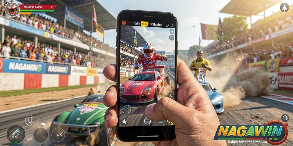 Tampilan gameplay menegangkan dalam balapan NAGAWIN.