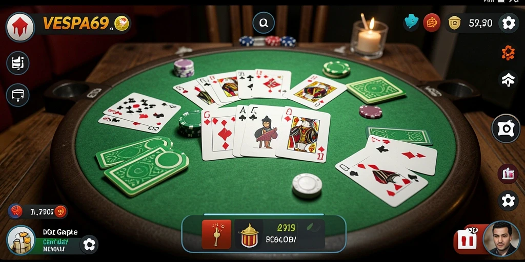 Screenshot VESPA69 menampilkan gameplay Gaple yang seru.